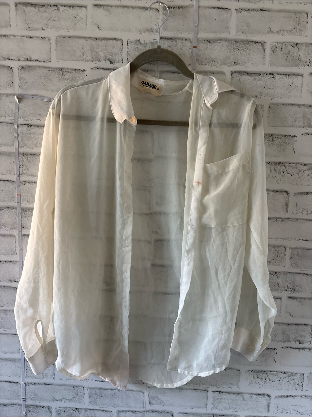 Garage White Collared Button-Front Top